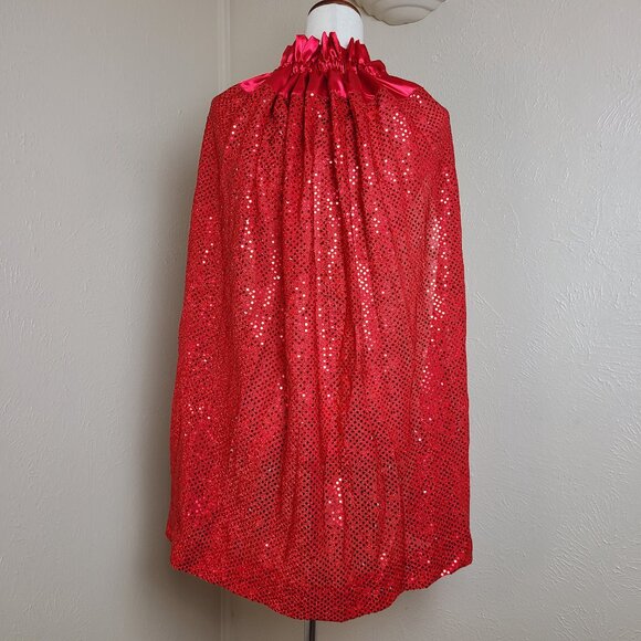 Halloween Sequined Cape Red Ridinghood Devil One Size Red A569 - Picture 4 of 6